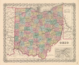 Antique Map of Ohio by: Joseph H. Colton, 1856