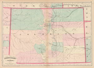 Antique Map: Asher & Adams Colorado, 1874