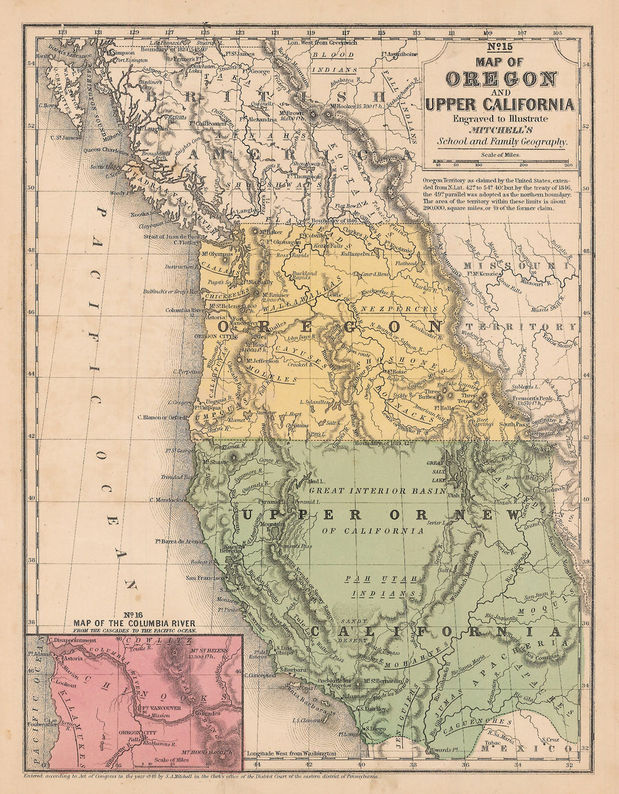 1846 Map of Oregon and Upper California