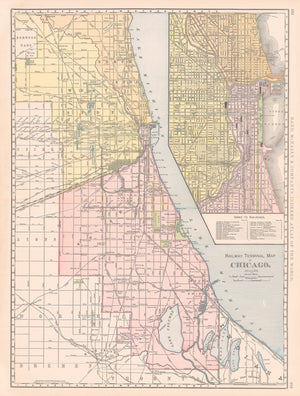 1898 Railway Terminal Map of Chicago