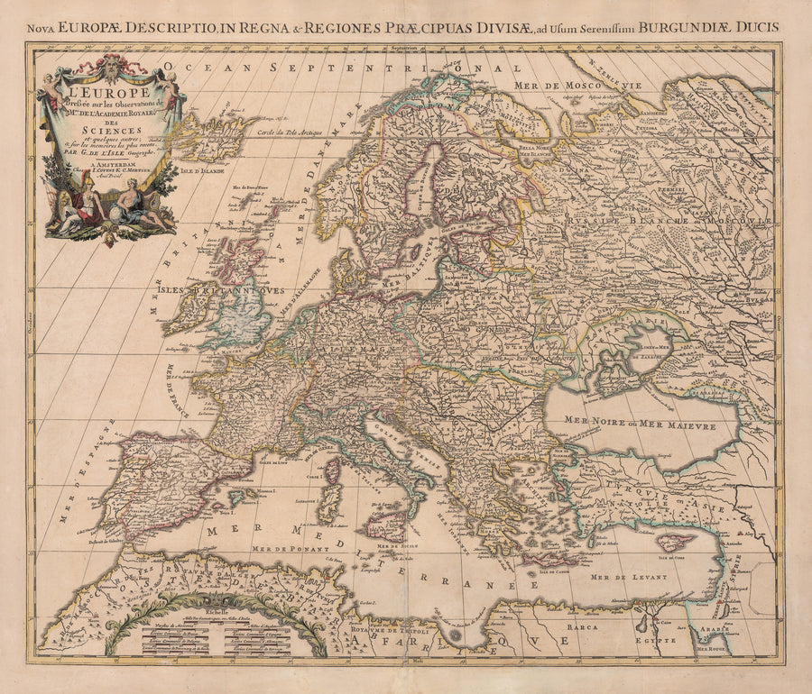 1733 L'Europe Dressee sur les Observations de Mrs. de l'Academie Royale des Sciences