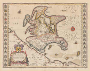 Authentic Antique Map: Rugia Insula ac Ducatus accuratissime descripta ab E. Lubino By: Willem Blaeu Date: 1631 – 1635