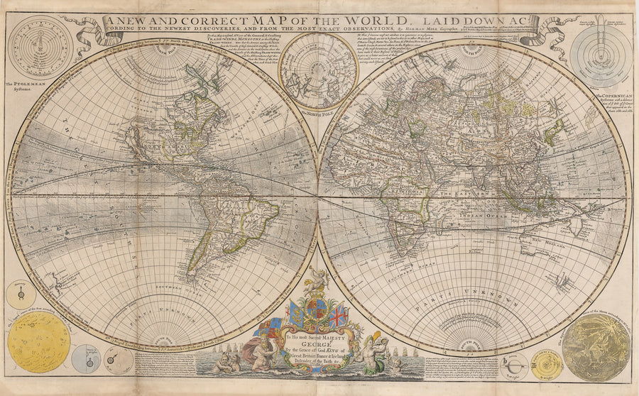 1720 New and Correct Map of the World, Laid Down According to the Newest Discoveries, and From the Most Exact Observations