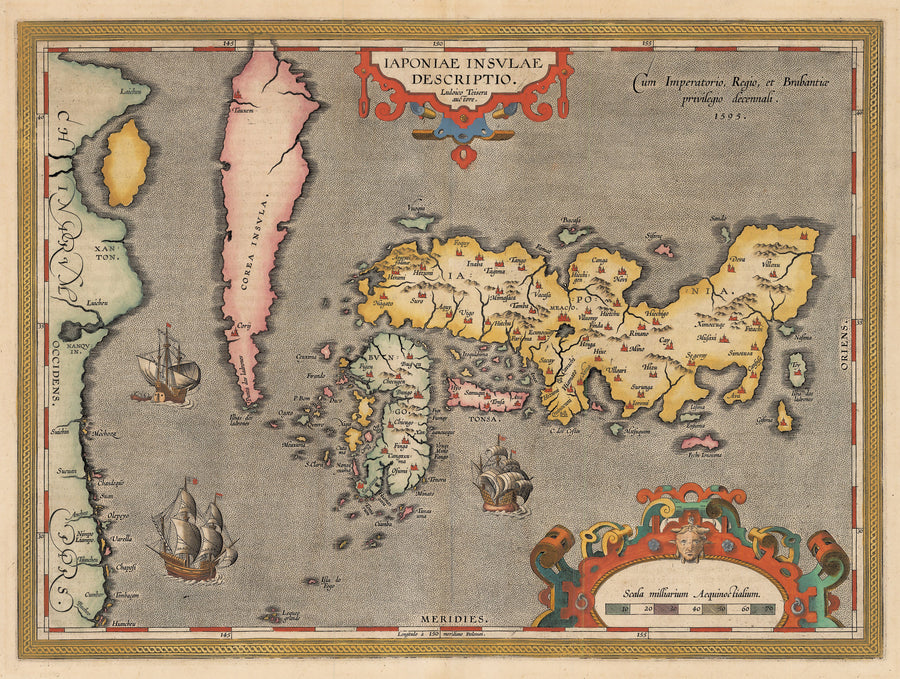 Authentic Antique Map of Japan and Korea: Japoniae Insulae Descriptio Ludoico Teisera Auctore By: Abraham Ortelius Date: 1603 (published) Antwerp