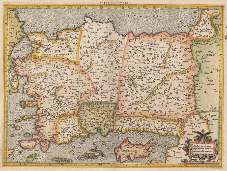 Authentic Antique Map of Turkey or Asia Minor: Asiae I Tab By: Gerard Mercator Date: 1584 (circa) Amsterdam 