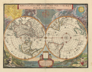 1695 Novus Planiglobii Terrestris Per Utrumque Polum Conspectus