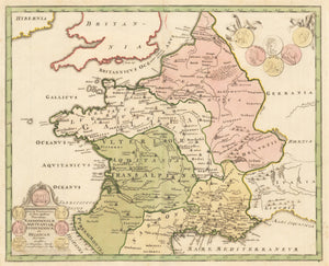 nwcartographic.com - Antique Map of France : Galia Transalpina in fuas quatuor Provinicas...  By: Christopher Weigel  Date: 1720 (published) Nuremberg.  Dimensions: 12 x 15 inches (30.48 x 38.1 cm) 