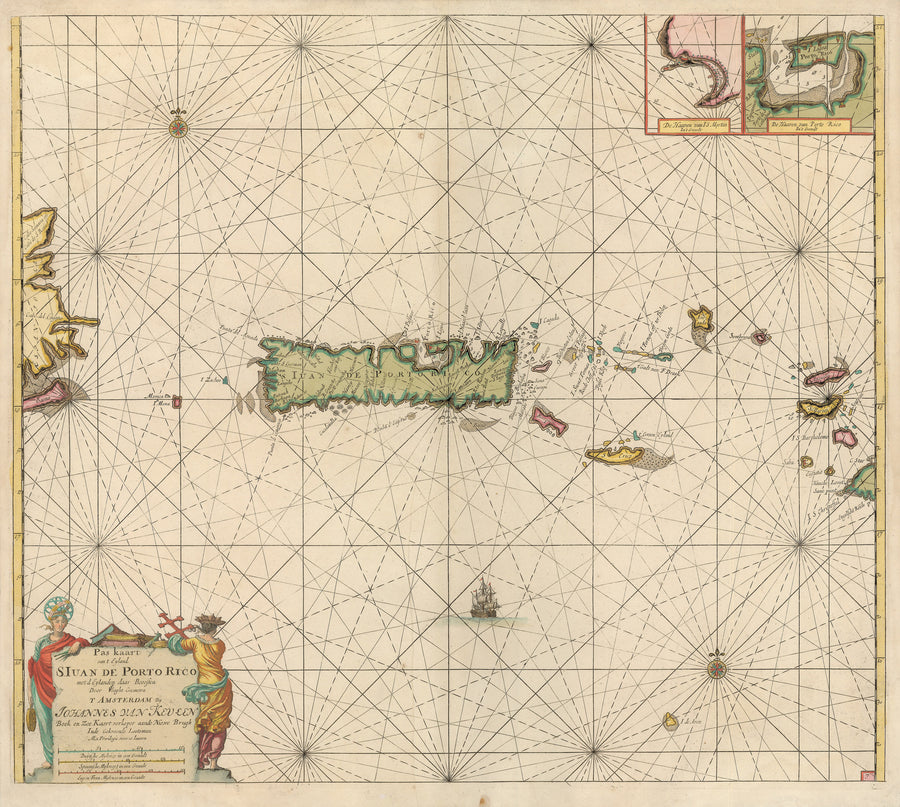 1684 Pas kaart van t Eyland S. Iuan De Porto Rico…