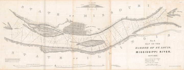 1837 No. 3 Map of the Harbor of St. Louis Mississippi River