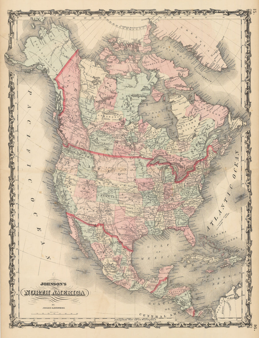 1864 Johnson's North America