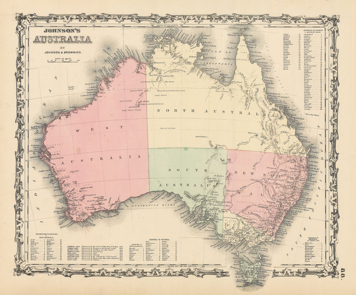Authentic Antique Map of Australia: Johnson's Australia By: AJ Johnson Date: 1864 (published) New York