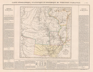 1825 Carte Geographique, Statistique et Historique de Territoire D’Arkansas
