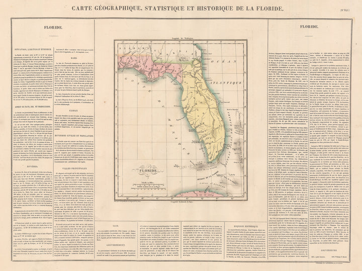 Authentic Antique Map of Florida showing portions of the Bahamas and Cuba: Carte Geographique, Statistique et Historique de la Florida By: Jean Alexandre Buchon Date: 1825 (published) Paris 