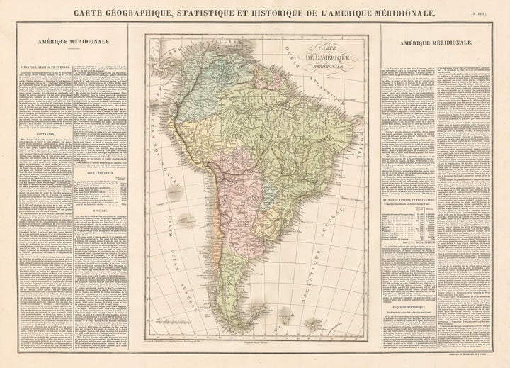 Authentic Antique Map of South America: Carte Geographique, Statistique et Historique de L'Amerique Meridionale By: Jean Alexandre Buchon Date: 1825 (published) Paris