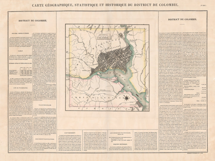 Authentic Antique Map of Washington D.C., : Carte Geographique, Statistique et Historique du District de Colombie By: Jean Alexandre Buchon Date: 1825 (published) Paris