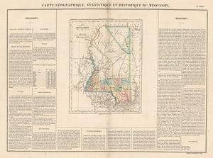 1825 Carte Geographique, Statistique et Historique du Mississippi