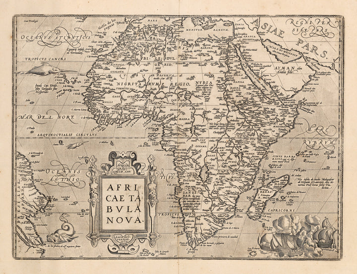 Authentic Antique Map: Africae Nova Tabula; By: Abraham Ortelius; Date: 1588