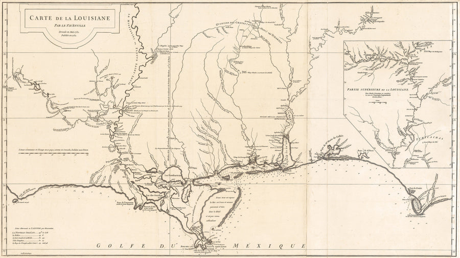 1732/1752 Carte de la Louisiana