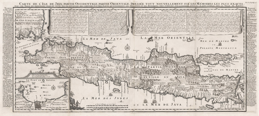 1718 Carte de l'Ile de Java: Partie Occidentale, Partie Orientale, Dressee tout Nouvellement Sur Les Memoires Les Plus Exacts;…