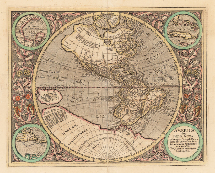 Authentic Antique Map of Western Hemisphere: America sive India Nova ad magnae Gerardi Mercatoris avi universalis imitationem incompendium redacta  By: Michael Mercator  Date: 1613 / Duisberg