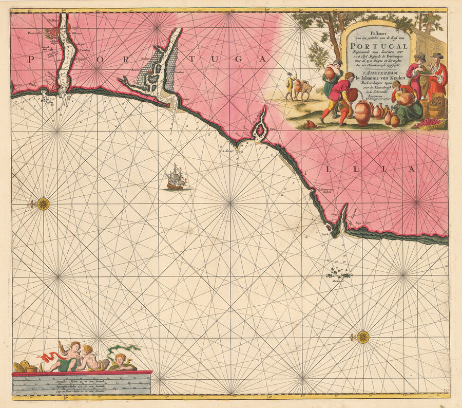 1680 Paskaart Van Een Gedeelte Van De Kust Van Portugal