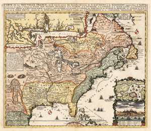 1719 Carte De La Nouvelle France, ou se voit le cours des Grandes Rivieres de. S. Laurens & de Mississipi…