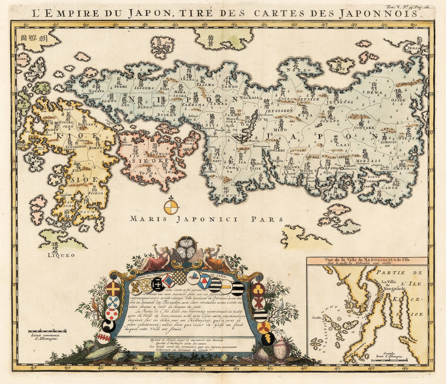 Authentic Antique Map of Japan: L'Empire du Japon, tire des cartes des Japonnois... By: Henri Chatelain Date: 1719 (Published) Amsterdam 