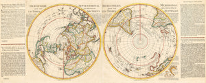 1740 Hemisphere Septentrional pour voir plus distinctoment Les Terres Arctiques par Guillaume Delisle & Hemisphere Meridional pour voir plus distinctoment Les Terres Australes par Guillaume Delisle