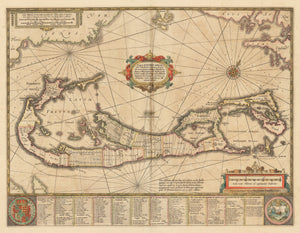 Authentic Antique Map of Bermuda: Mappa Aestivarum Insularum, alias Barmudas… By: Joannes Jansson  Date: 1654 (published) Amsterdam