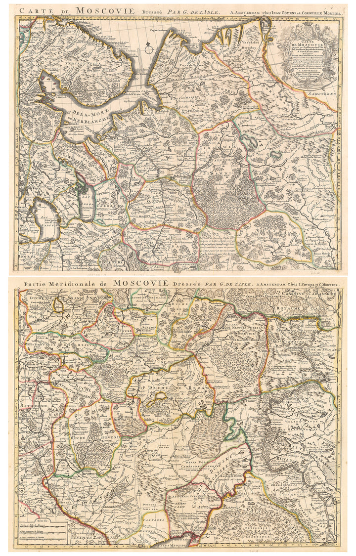 Authentic Antique Map of Russia: Carte de Moscovie dresse par G. de L'Isle…  By: G. De L’Isle / Covens & Mortier  Date: 1740 (published) Amsterdam 