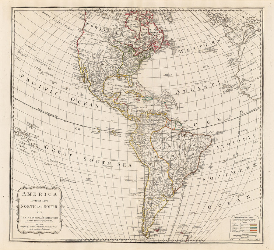Authentic Antique Map of the Western Hemisphere: America divided into North and South with their Several Subdivisions and their Newest Discoveries  By: Laurie & Whittle  Date: 1794 (dated) London 