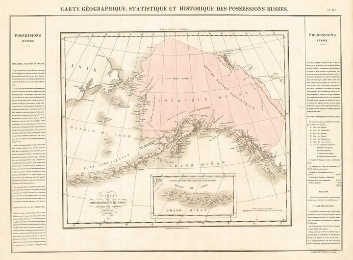 1825 Carte Geographique, Statistique et Historique Des Possessions Russes