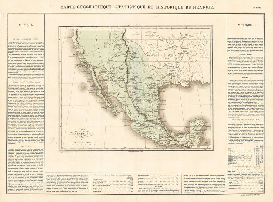 1825 Carte Geographique, Statistique et Historique du Mexique