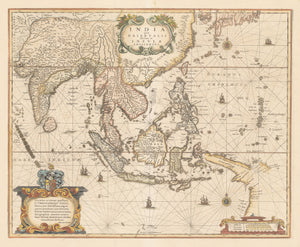 Authentic Antique Map Southeast Asia: India quae Orientalis dicitur, et Insulae Adiacentes. By: Henricus Hondius   Date: 1639 (published) Amsterdam 