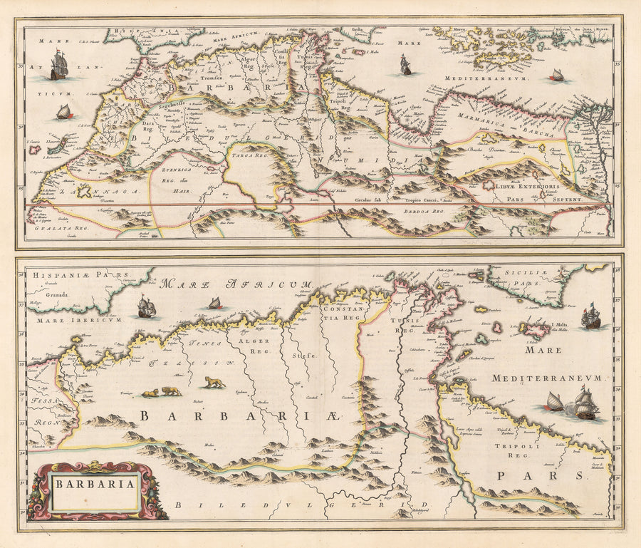 Authentic Antique Map of Northern Africa: Barbaria By:  By: Joan Blaeu  Date: 1660 (circa) Amsterdam 