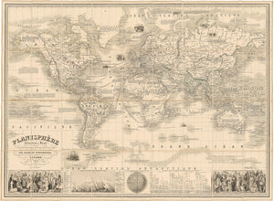 1853 Planishphere Elementaire et Illustre Indiquant La Description Geographique des Parties Connues de la Terre…