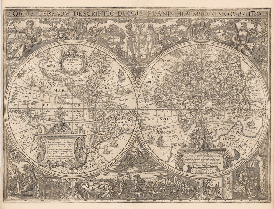 1617 Orbis Terrarum Descriptio Duobis Planis Hemisphaeriis Comprehesa