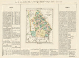 1825 Carte Geographique, Statistique Et Historique De La Georgie