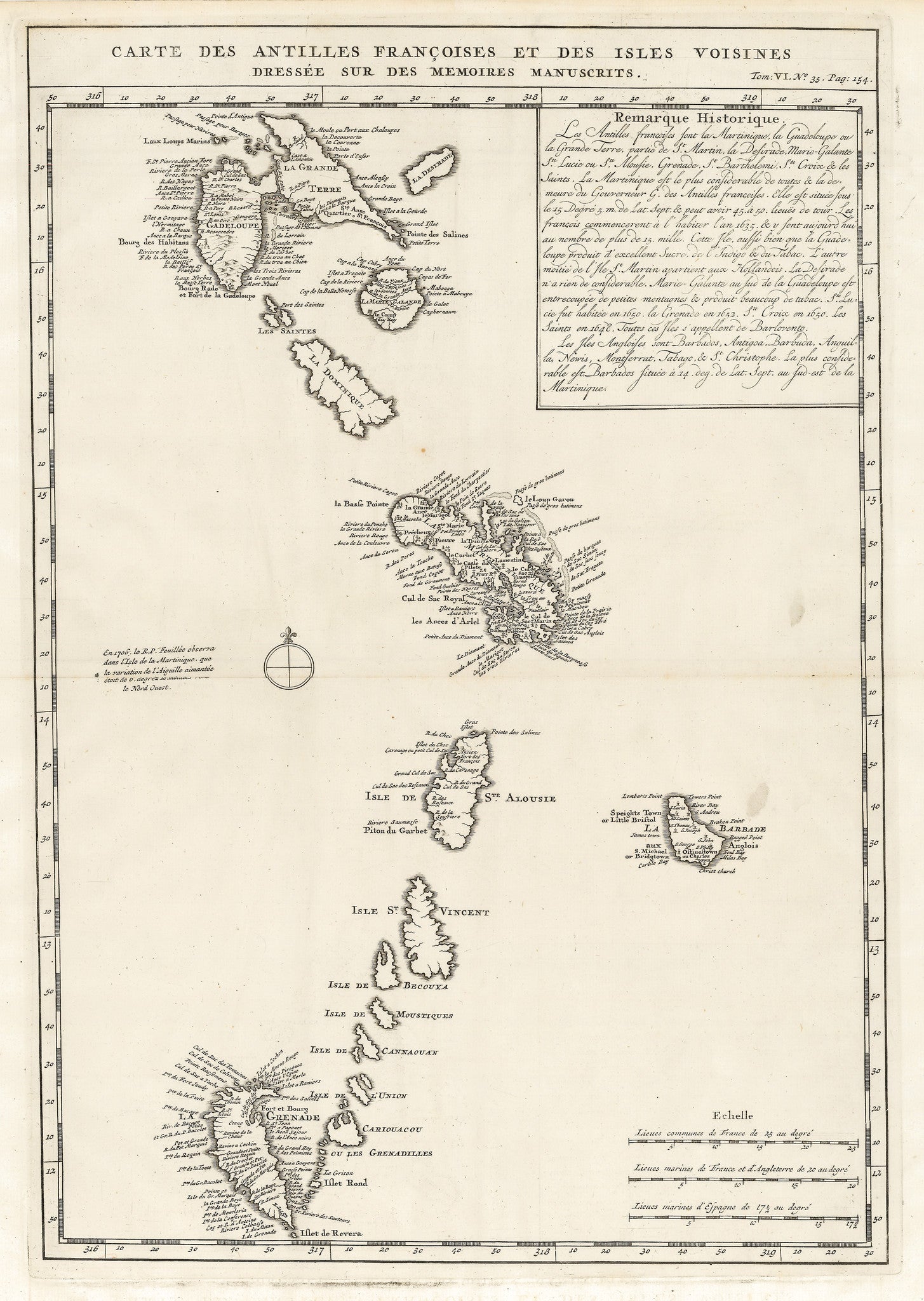 1719 Carte des Antilles Francoises et des Isles Voisines Dressee sur d ...