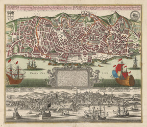 1730 Lisabona magnificentissima regia sedes Portugalliae et florentissimum Emporium ad ostia Tagi… per Matth. Seutter….