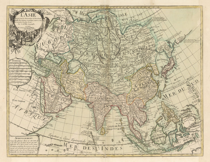 1708 L'Asie dressée sur les observations de l'Acadamie Royale des Sciences et quelques autres, et sur les memoires les plus recen