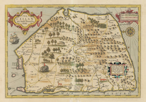 Authentic Antique Map of Sri Lanka / Ceylon: Ins. Ceilan que incolis Tenarisin dictur  By: Gerard Mercator  Date: 1616 (published) Amsterdam  Dimensions: 13.5 x 19.5 inches (34.3 x 49.5 cm) 