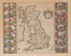 Britannia prout divisa suit temporibus Anglo-Saxonum ... By: Bleau Date: 1640 (Circa) Amsterdam Size: 16.25 x 20.75 in - Antique, Map, Britain, England, Scotland