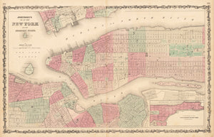 1862 Johnson’s Map of New York and the Adjacent Cities