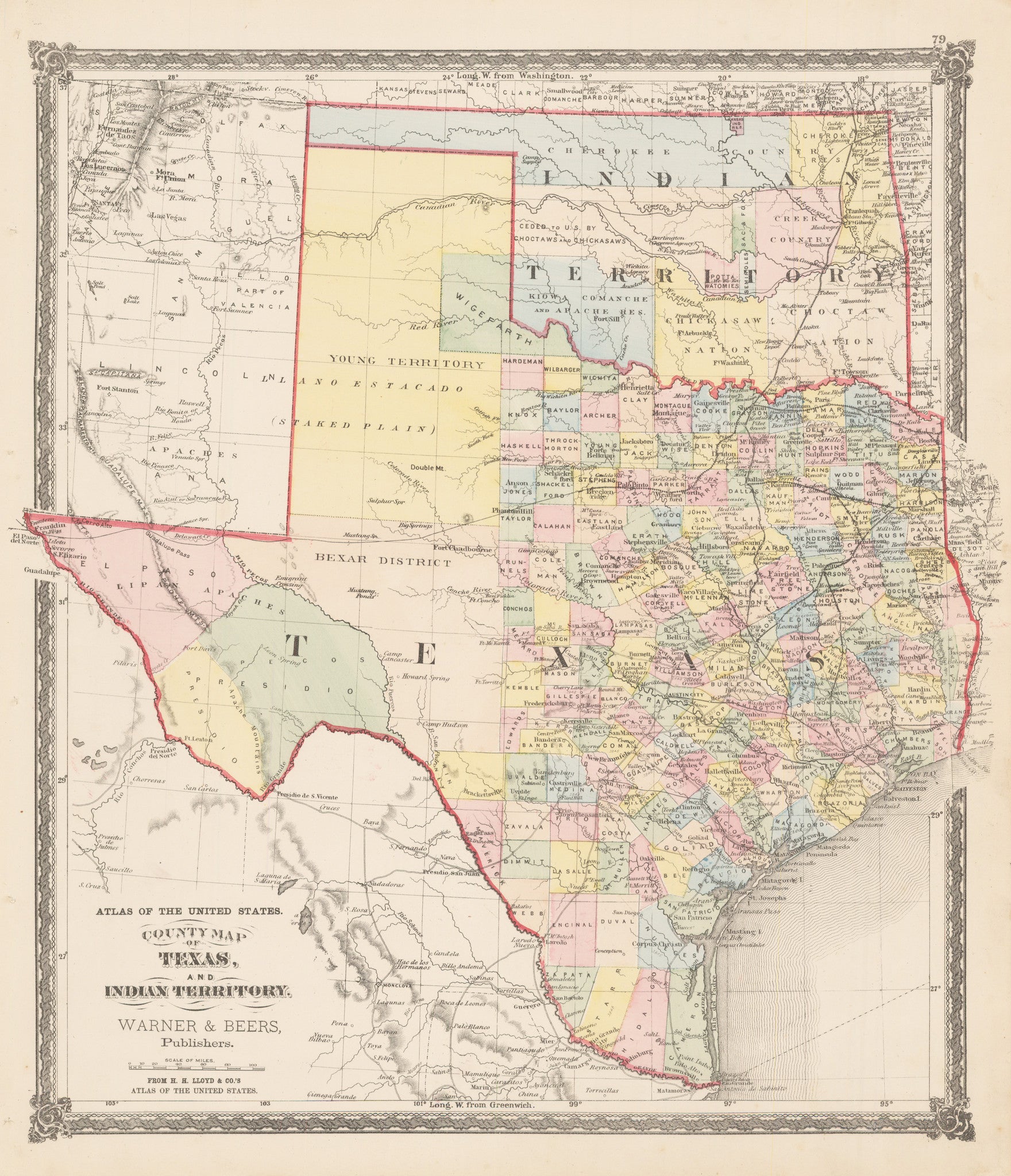 County Map of Texas and Indian Territory : nwcartographic.com – New ...