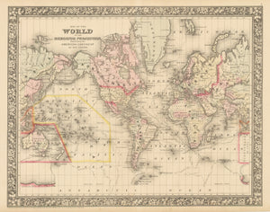 nwcartographic.com - World Map of the World on the Mercator Projection By: S. Augustus Mitchell Date: 1860