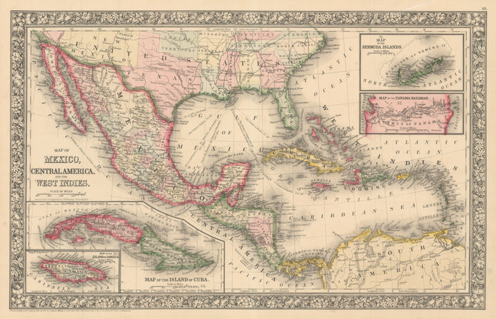 North America / Mexico / Caribbean Map of Mexico, Central America and the West Indies