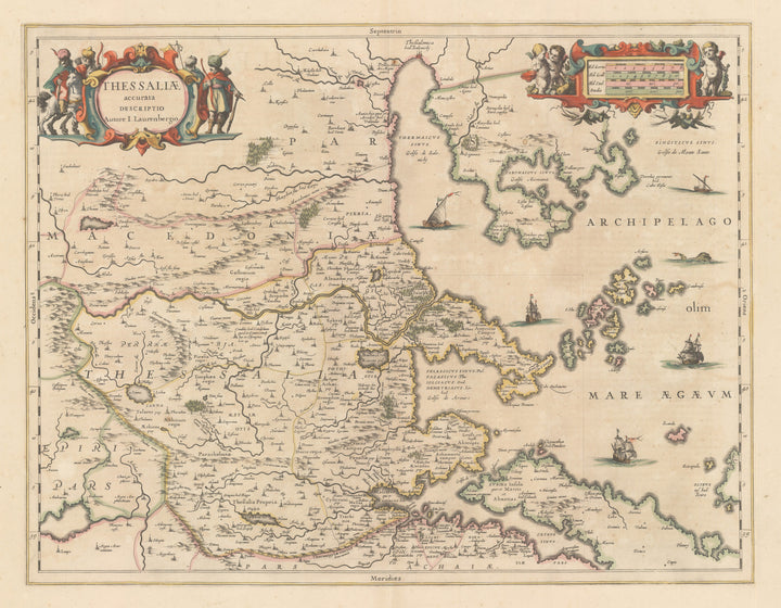 nwcartographic.com: Antique Map of Greece -Thessaliae accurata Descriptio Autore I. Laurenbergio. By: Jansson 1650