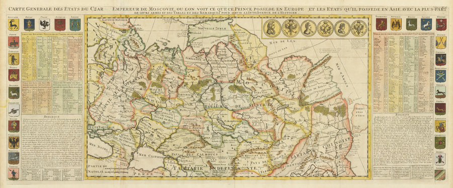 1728 Carte Generale des Etats du Czar Empereur de Moscovie ou L’on Voit ce que ce Princew Possede en Europe et les Etats qu’il Possede en Asie...