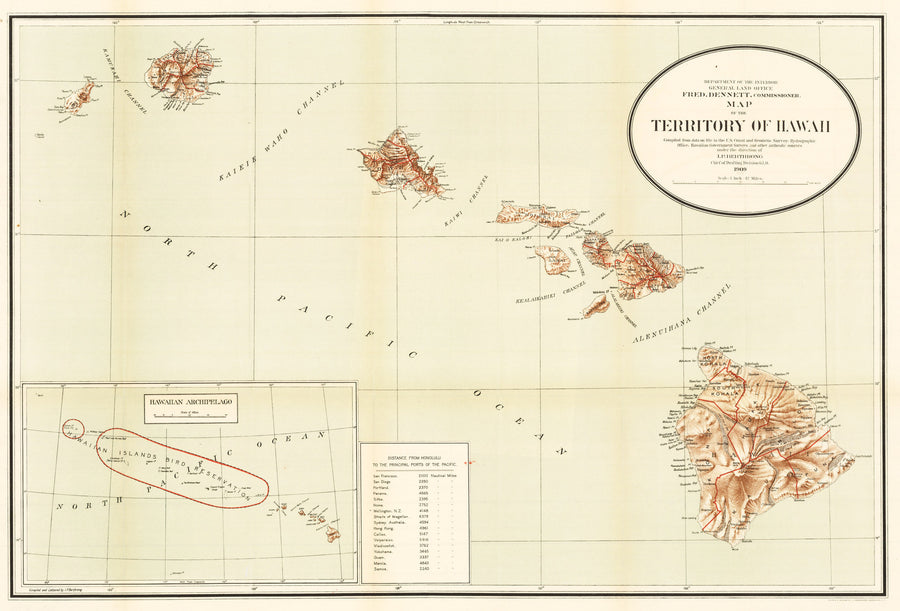 1909 … Map of the Territory of Hawaii…